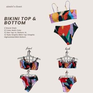 SHEIN Multi-Color Graphic Bikini Set